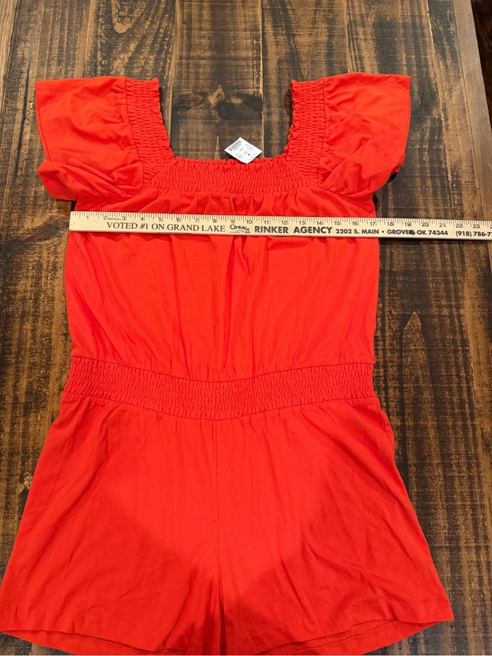 J. Crew Orange Smocked-Waist Short Sleeve Romper